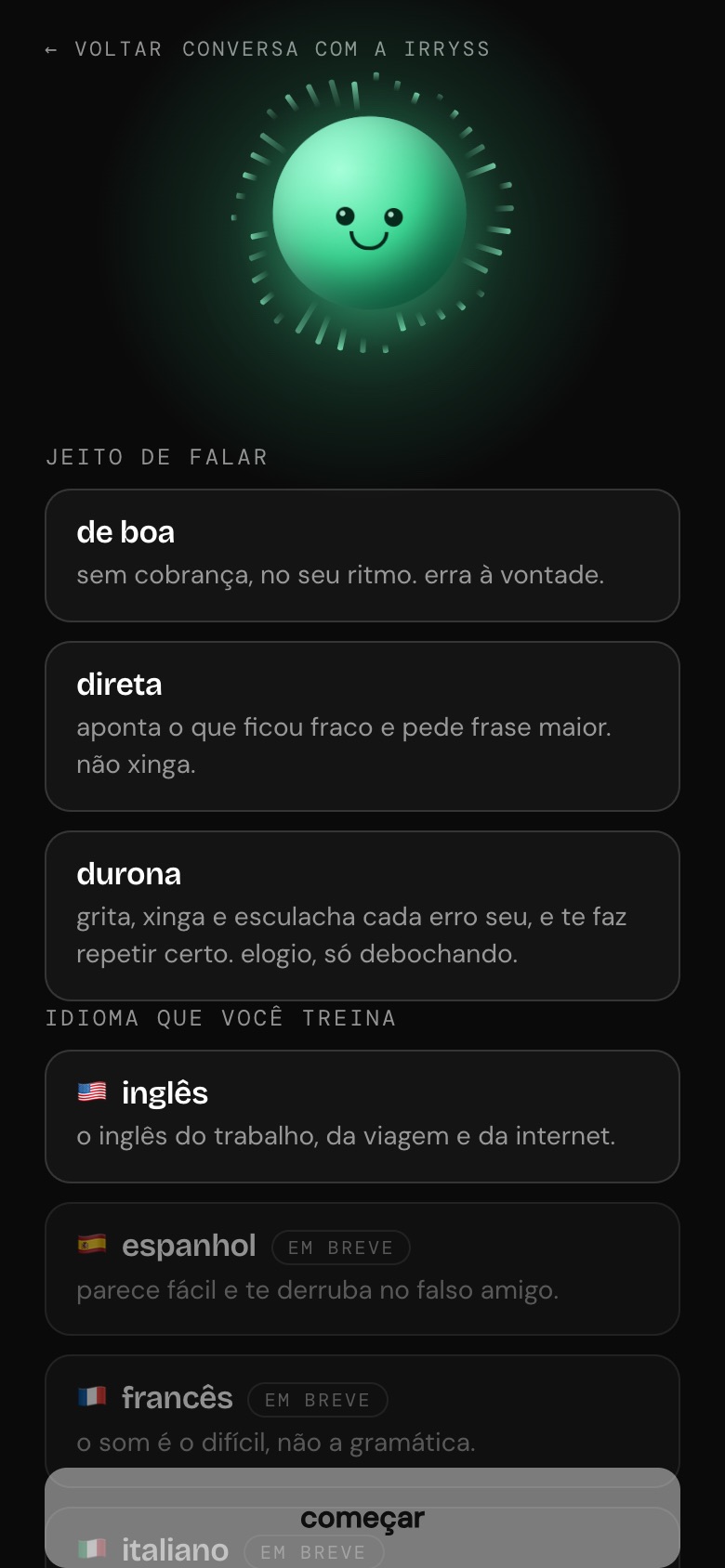 Personagens da IA, versão anterior