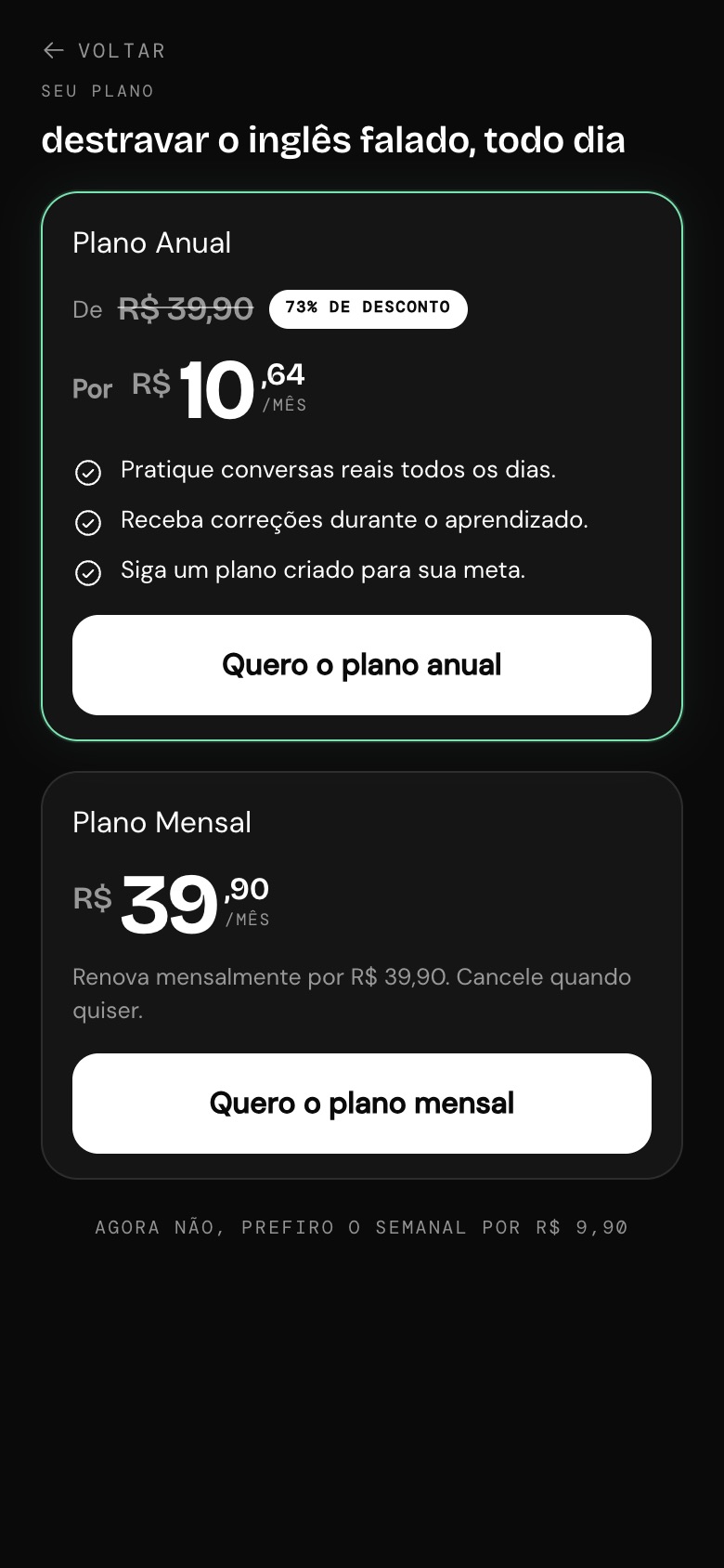 Planos, versão anterior